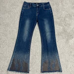 Stunning Rhinestone Gradient Flare Jeans ✨💙